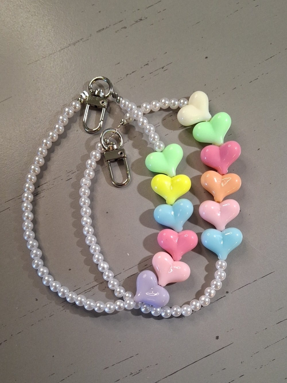 Pastel Heart Beaded Bag Charm Bundle